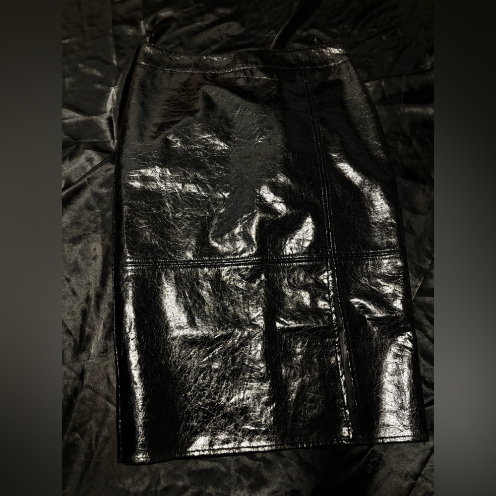 Black Faux Leather Skirt (London)